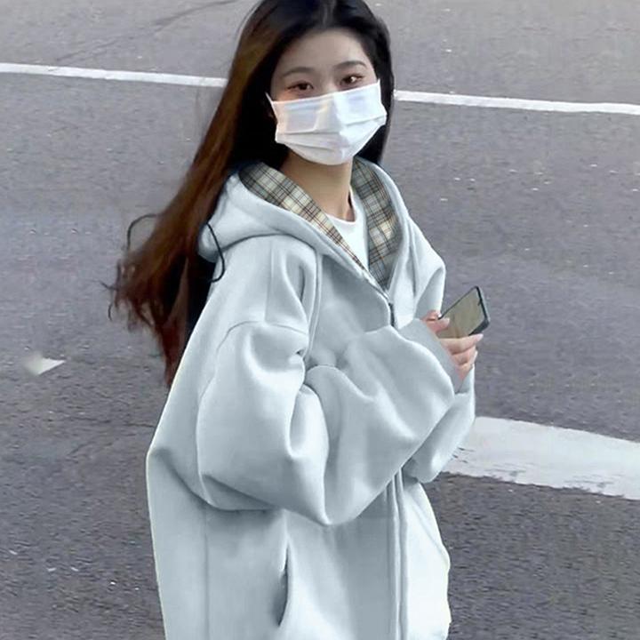 春季外套女春秋款韩系慵懒风厚卫衣女款chic早春2024新款加绒初春