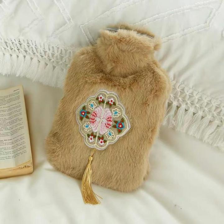 冬季国风暖水袋注水热水袋女学生便携加厚毛绒高颜值暖手宝暖肚