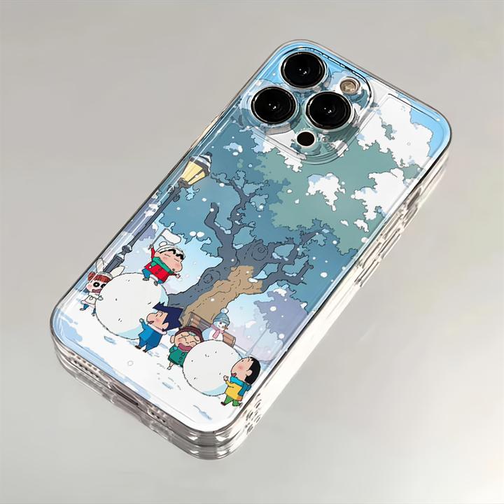 冬日蜡笔小新适用苹果iPhone15/16promax华为手机壳13/12/14太空