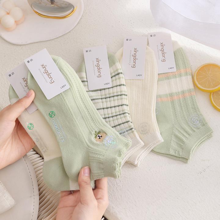 星动袜子女短袜夏款薄款女士春夏季透气吸汗薄荷曼波色女生棉袜