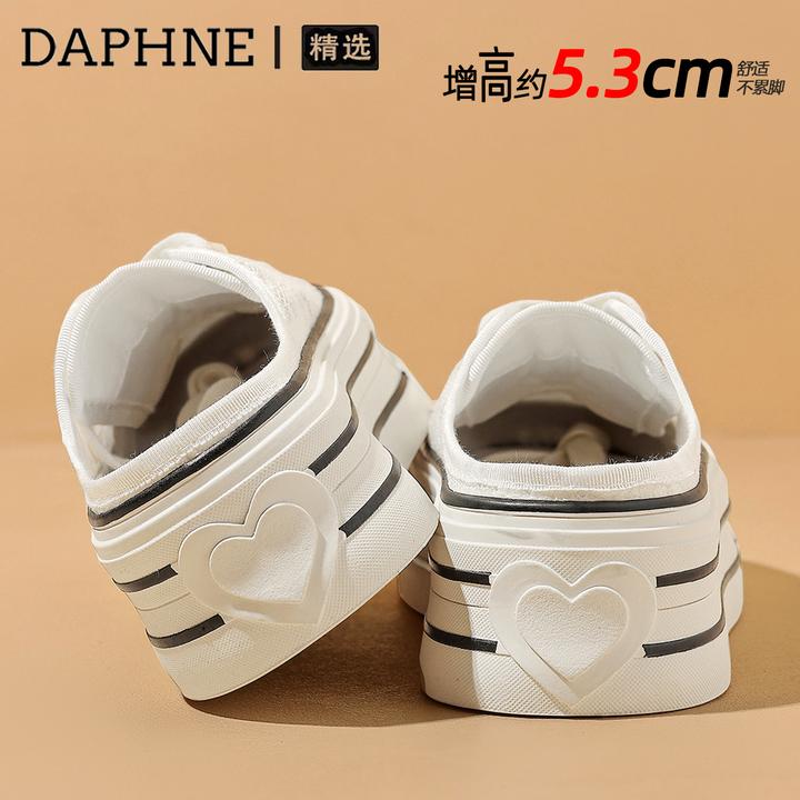 达芙妮包头半拖鞋2025夏季新款外穿松糕厚底帆布鞋爆款网面穆勒鞋