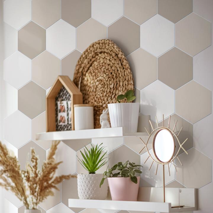 科拉莫调色师莫兰迪ins风网红六角砖 防水防潮翻新玄关3D立体墙贴