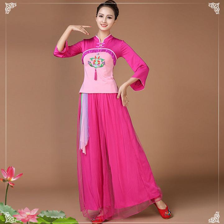 广场舞服装秋冬新款中老年民族风古典舞演出服秧歌扇子舞衣服飘逸