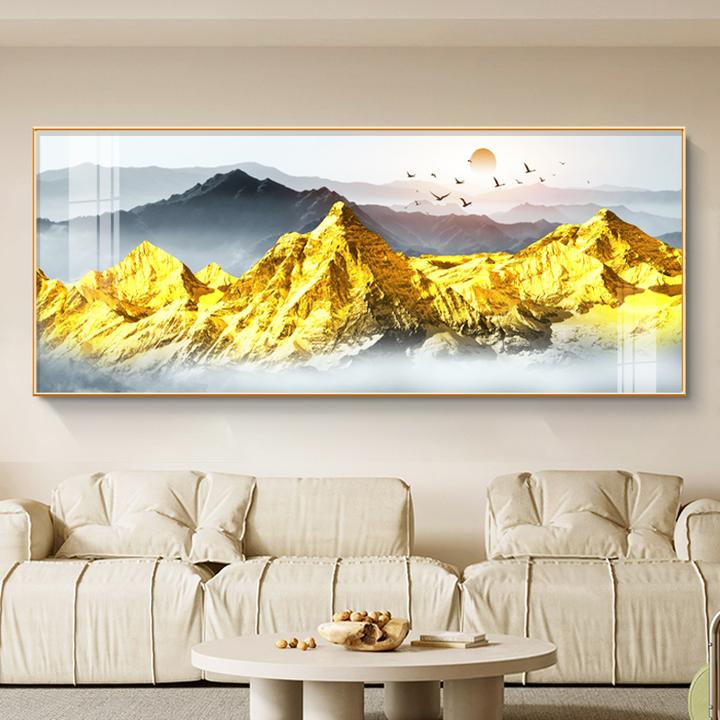 日照金山简约装饰画客厅背景墙乡村挂画饰品客厅日照金山背景墙画