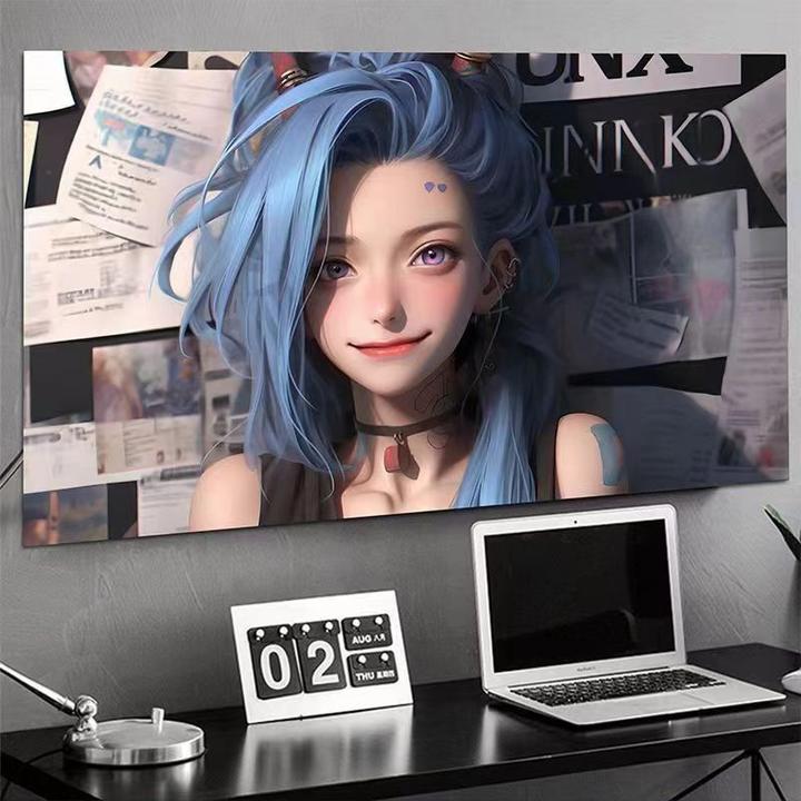 金克丝海报墙贴报纸宿舍卧室自粘墙贴画墙壁贴画lol二次元贴纸