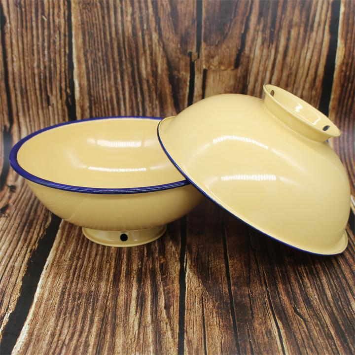 加厚高脚碗搪瓷碗家用大面碗老式铁饭碗怀旧洋瓷碗火锅小碗米饭碗