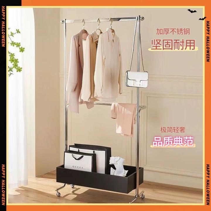 不锈钢挂衣架衣架衣帽落地移动收纳衣帽架艺术高档家用卧室简约