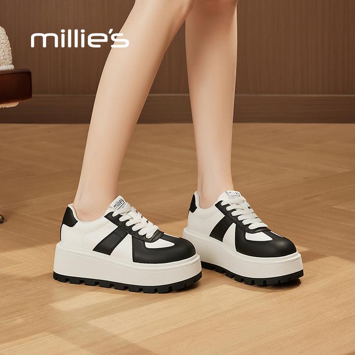 妙丽小个子百搭款加绒松糕鞋女鞋冬休闲轻便运动鞋板鞋保暖小白鞋