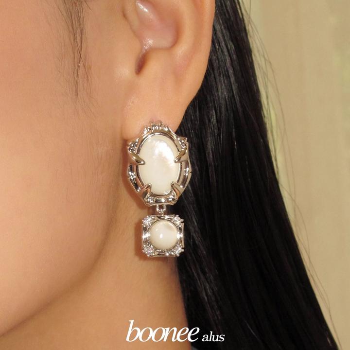 boonee alus 铜合金合成锆石耳饰 新中式竹节元素耳环时尚耳饰女