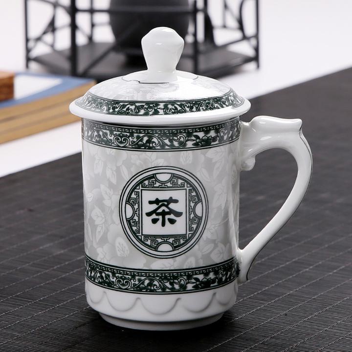 陶瓷带盖个性办公会议杯老板杯马克杯棋牌室家用水杯大容量陶瓷杯