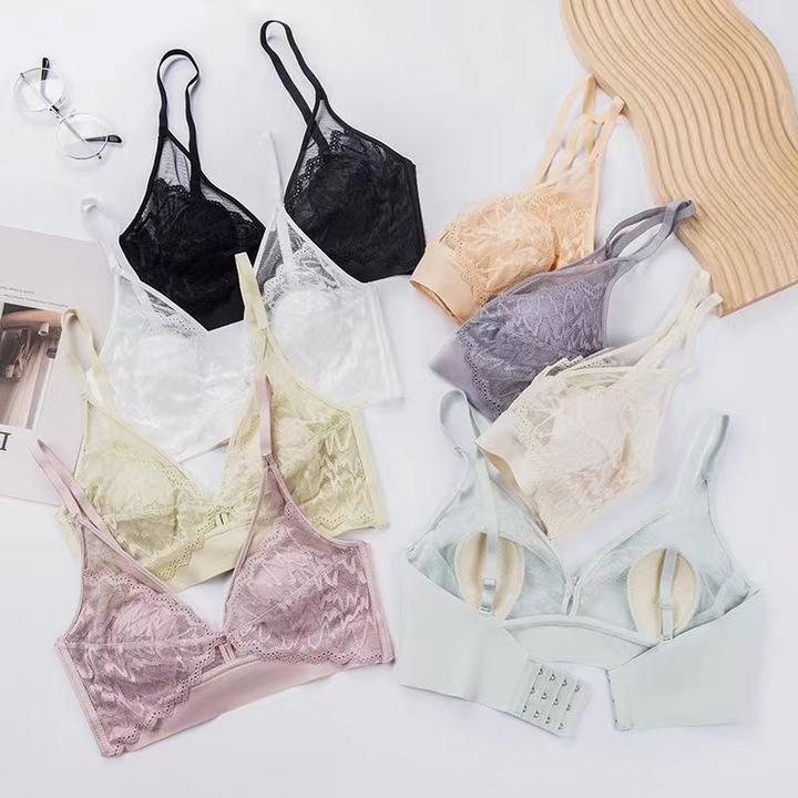 兔耳朵套装A001美背内衣女无痕大胸显小胸超薄无钢圈性感文胸夏季