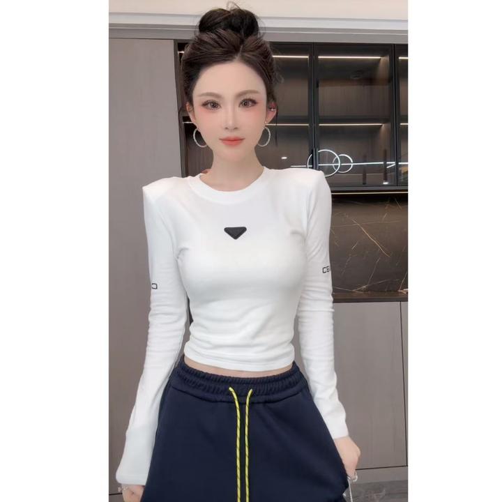 睿夕【倒三角】韩版小众设计圆领套头字母印花T恤