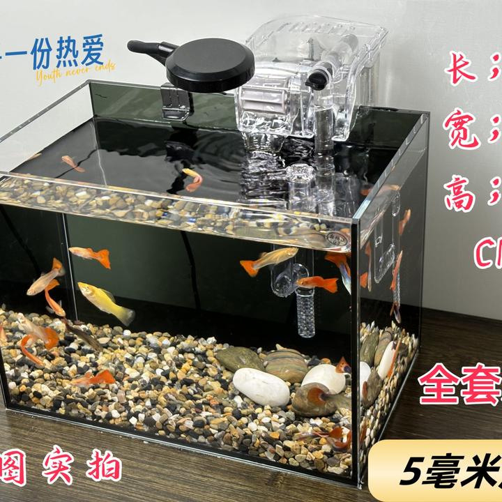 【全套发货】25×16×18超白玻璃加厚5毫米超白鱼缸桌面造景静音鱼缸