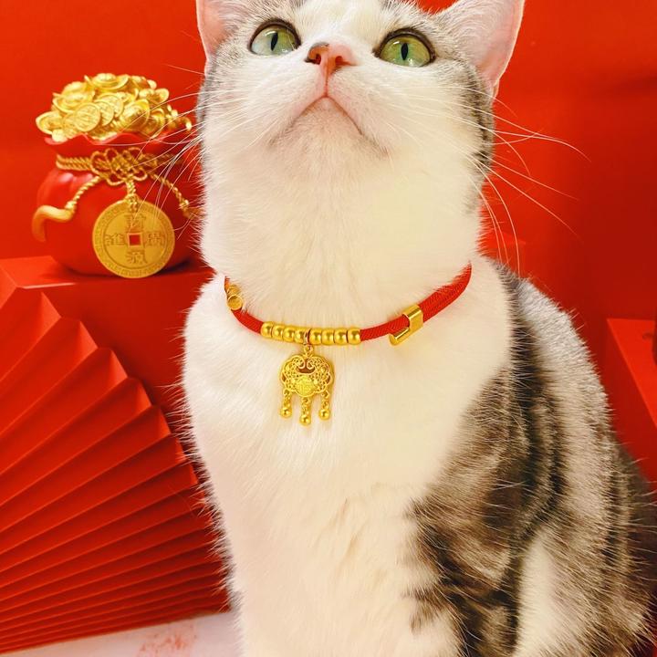 宠物项圈猫咪狗装饰长命锁喜庆平安高颜值项圈猫咪围脖项圈可调节
