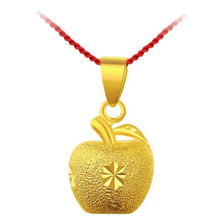 铜合金吊坠 24k黄金色磨砂实心苹果项坠百搭吊坠时尚女士项链坠饰