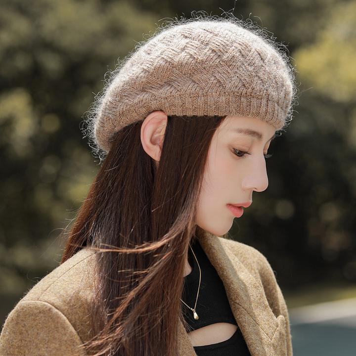 女士贝雷帽2025新款网红羊毛画家帽显脸小冷帽秋冬季时尚百搭帽子