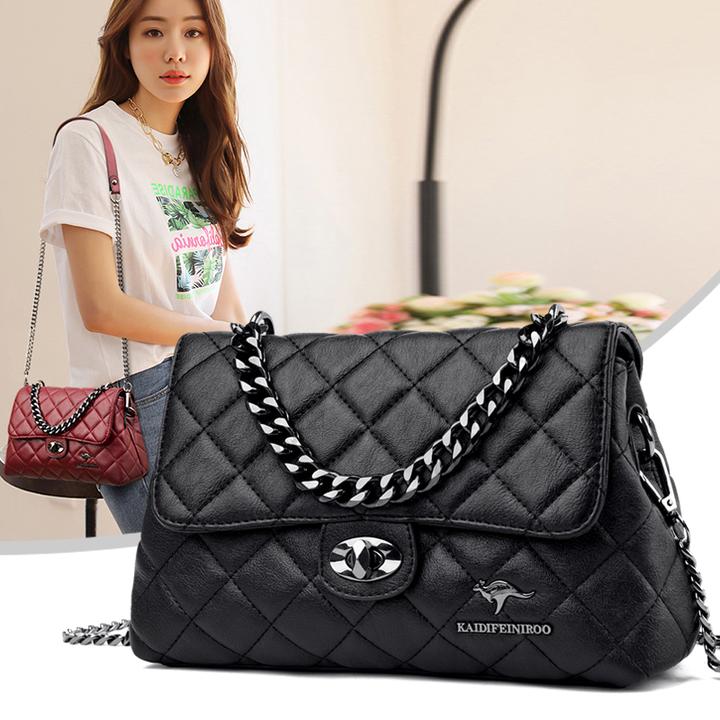 专柜正品真皮小香风时尚百搭斜挎包菱格气质潮流单肩包女士斜跨包