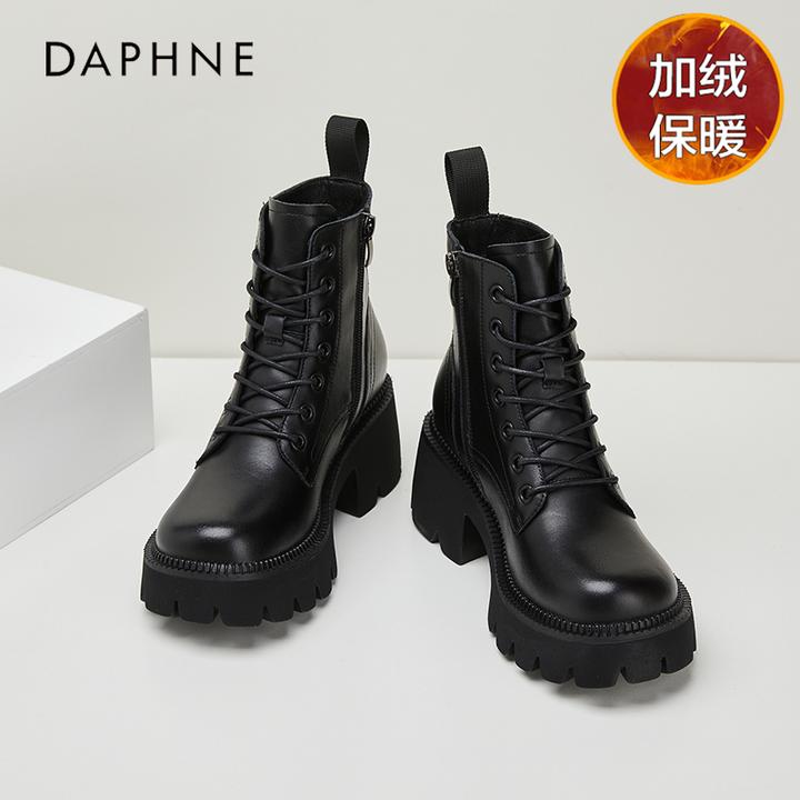 达芙妮6.5cm厚底马丁靴女2025春季爆款加绒英伦风短靴小个子女靴