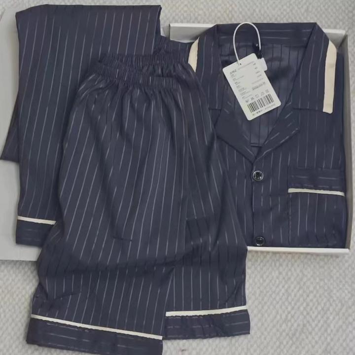 3号链接 男士夏季【冰雪软丝】薄款舒适时尚睡衣三件套装