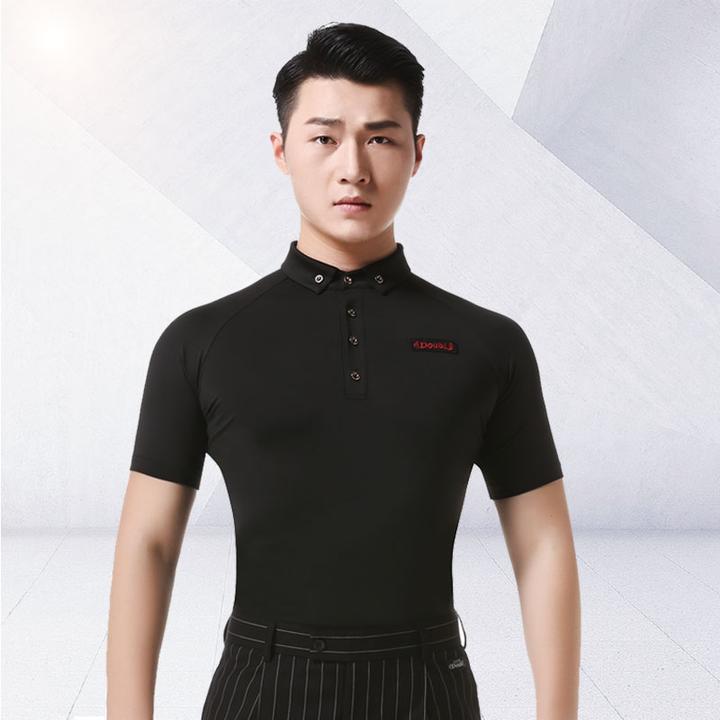男短袖衬衣舞蹈成人新款跳舞服装男士时尚拉丁舞服夏季半袖修身款