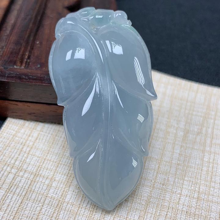 缅甸纯天然翡翠A货玉佩老坑淡色学业进步金枝玉叶吊坠精美送礼