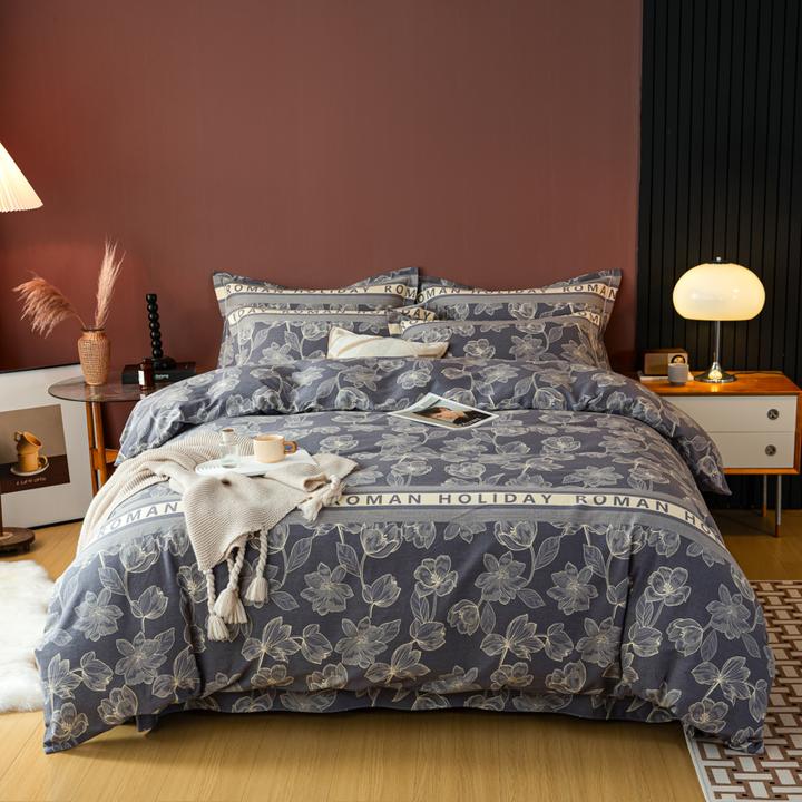 【纯棉现货】新品纯棉加厚四件套全棉春秋冬轻奢双面印花磨毛简约