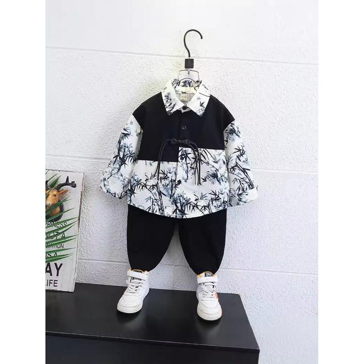 男童秋装中国风儿童汉服套装2024新款宝宝春秋季衬衫