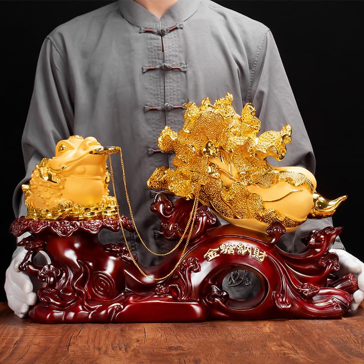 金蟾白菜高档摆件中式客厅电视柜公司乔迁老板办公桌前台开业送礼