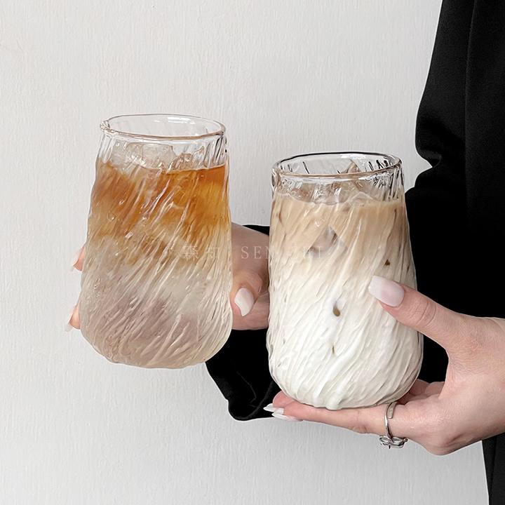 复古旋风大容量冰美式拿铁杯高颜值耐热玻璃杯挂耳咖啡杯饮料杯子