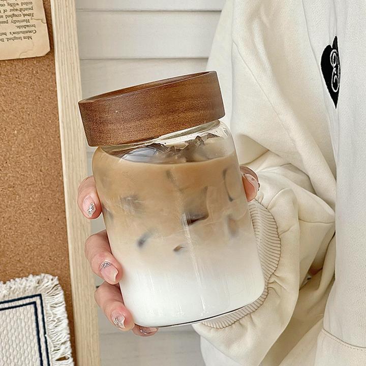 咖啡杯外带便携式玻璃杯喝水杯子女士杯子大容量带盖密封随行杯子