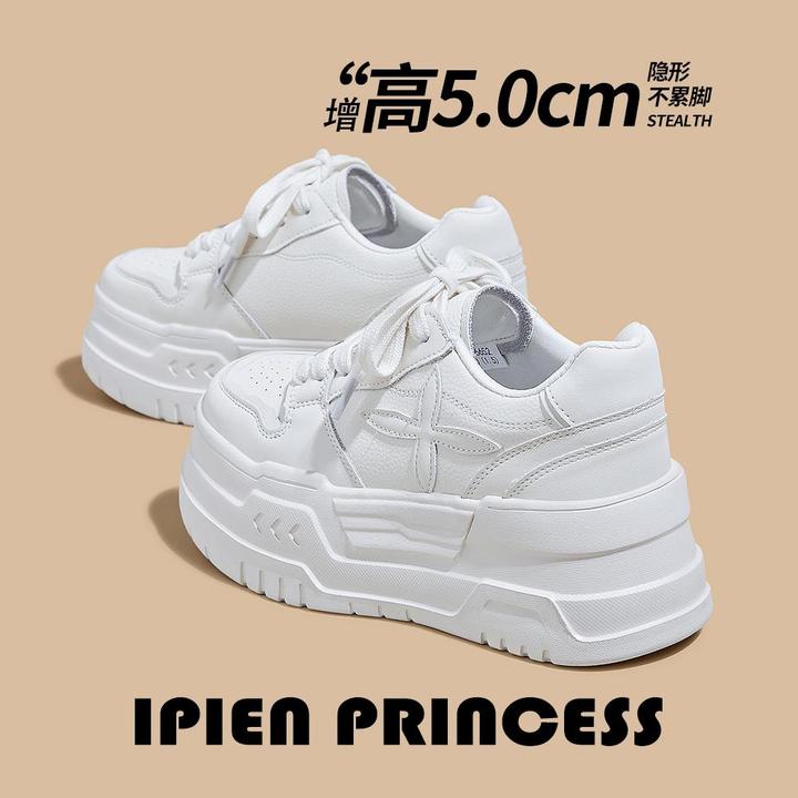 网红小白鞋女2025秋冬新款时尚透气休闲板鞋爆款白色厚底增高潮鞋
