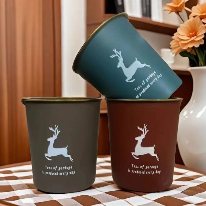 3个装金边简约垃圾桶可爱家用客厅卧室大容量卫生间宿舍圆形无盖