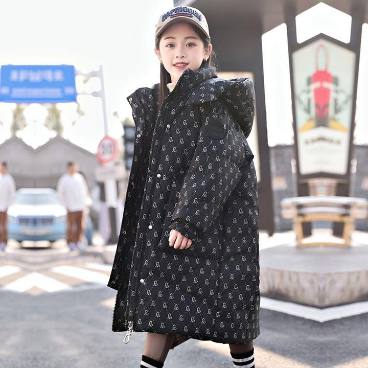 巴拉巴拉恩儿童羽绒服2024新款女童中长款加厚保暖白鸭绒冬季韩版