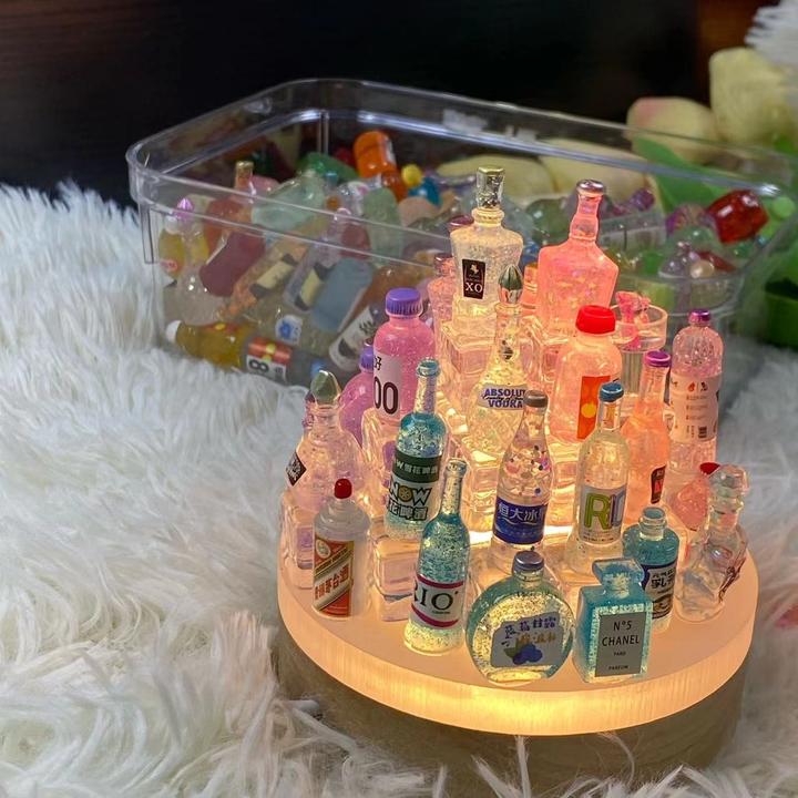 生日创意礼物【亚克力城堡小夜灯材料包】细闪系列酒瓶手工小夜灯