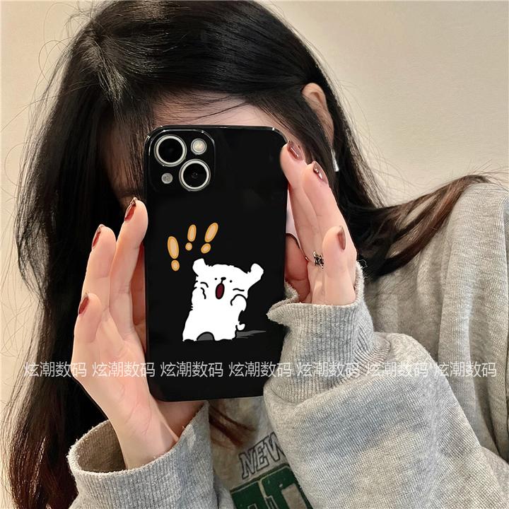 ins趣味狗狗适用于苹果/华为/OPPO/VIVO/小米荣耀全包亮黑手机壳