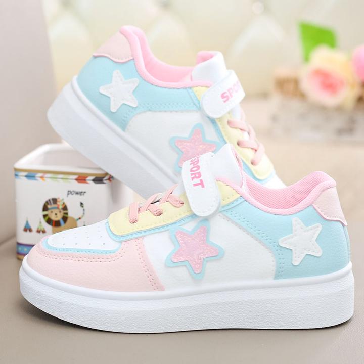 初中女生板鞋2024新款秋季魔术贴运动鞋百搭女鞋透气轻便休闲单鞋