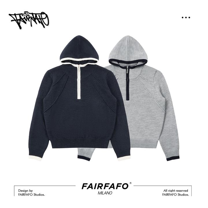 【简约撞色连帽毛衣】XSMY58286秋冬简约撞色高级感休闲宽松毛衣