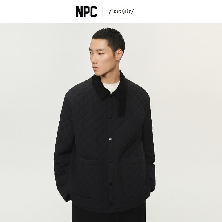 NPC潮牌菱形格绗缝棉衣翻领大口袋棉服秋冬保暖NP5BPJ02