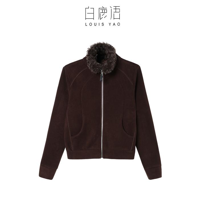 DY【商场同款新品】白鹿语时尚毛毛立领保暖女式外套（播）BX20501