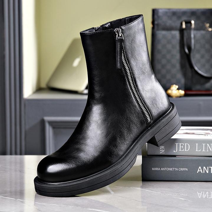 路易圣戈希男款切尔西马丁靴冬季皮靴套脚潮流时尚休闲烟筒男靴