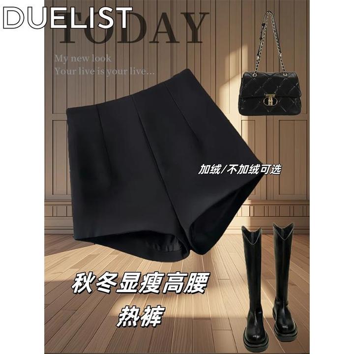 DUELIST黑色西装短裤女秋冬穿搭配靴子高腰紧身热裤新款辣妹靴裤