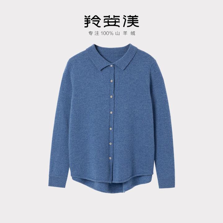 2025新款通勤休闲100%纯山羊绒POLO领开衫长袖针织衫