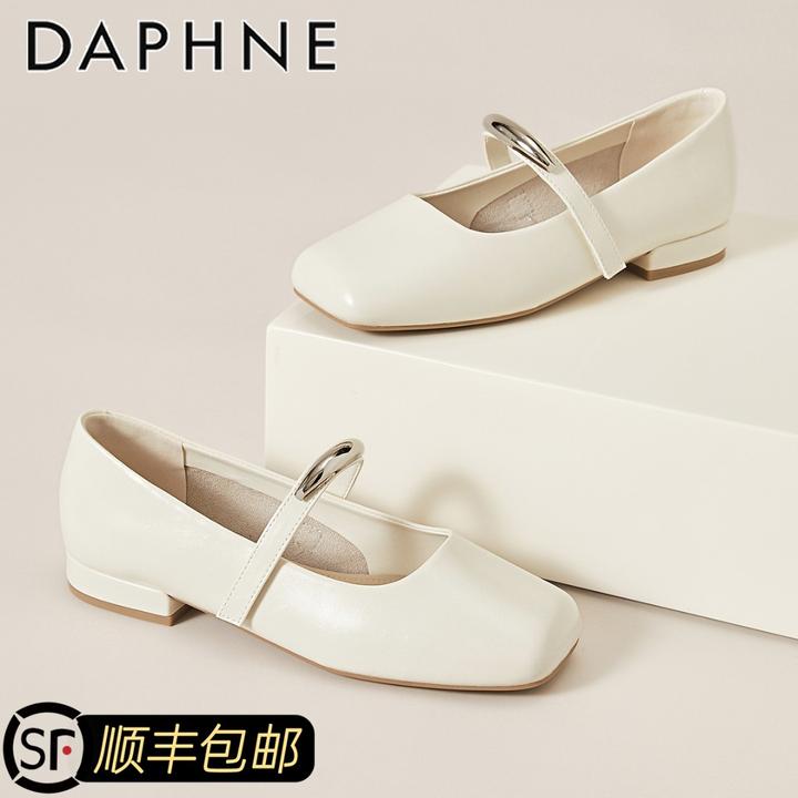 达芙妮一字带玛丽珍鞋女2025秋季新款法式低跟浅口单鞋软底小皮鞋