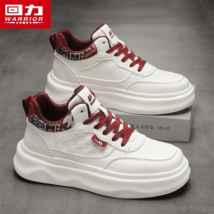 回力男鞋秋季爆款厚底增高小白板鞋皮面防水高颜值百搭高帮休闲鞋