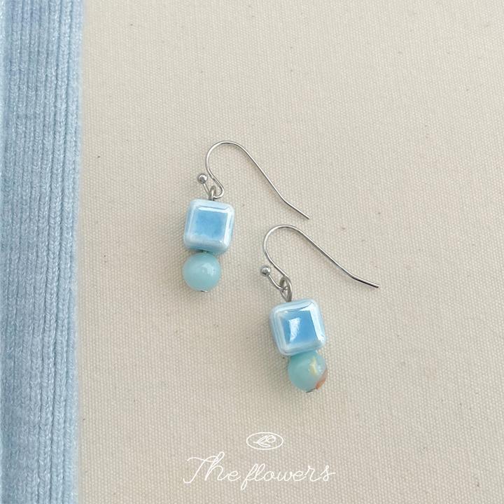 铜合金陶瓷耳饰 天然石陶瓷小众设计师款简约手作耳饰工厂夏日新