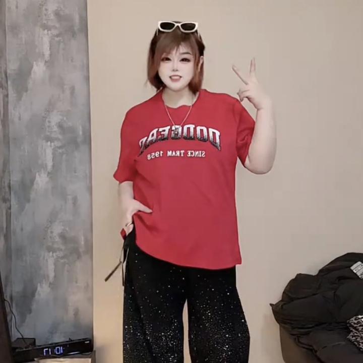 Dmm【闪耀字母】时尚百搭高品质烫钻字母大码短袖T恤85482