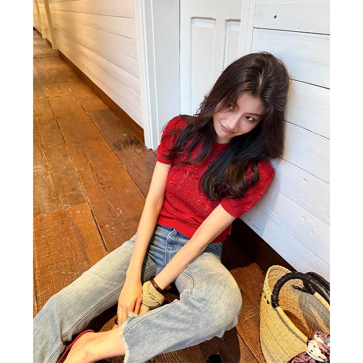 【ALONE SAVOR】龍喜儿 晴影 独家设计勾花镂空针织衫Z322