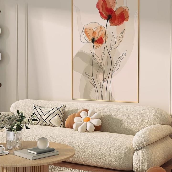 现代客厅玄关装饰画简约抽象花朵楼梯间壁画艺术画餐厅竖版挂画