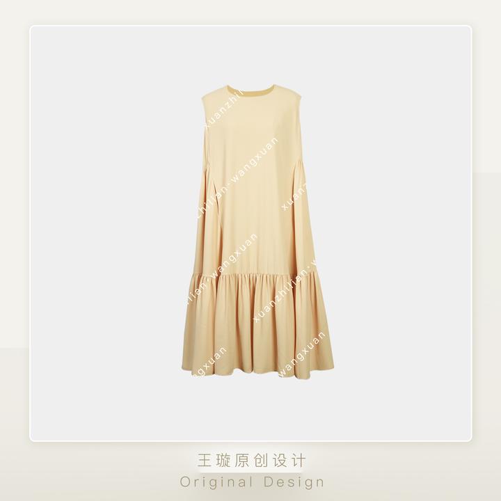 度假裙米色王璇原创设计