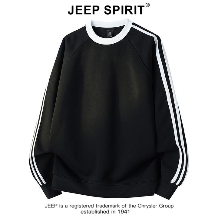 JEEPSPIRIT吉普圆领卫衣男款秋冬美式潮牌重磅痞帅长袖正肩打底衫